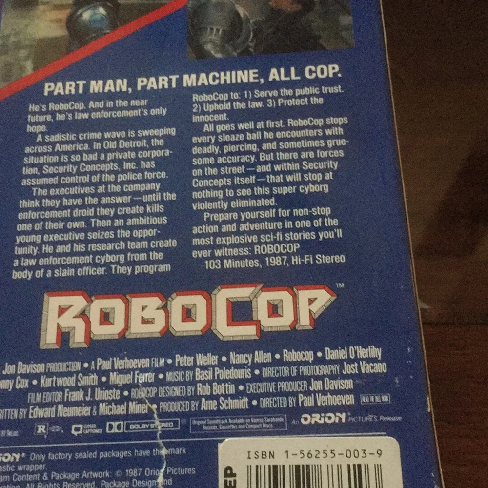 RoboCop VHS Orion Home Video Used condition.